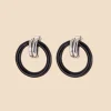 Philippe Audibert Earrings Ebba Enamel Argente-Noir Discount