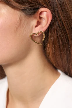 Philippe Audibert Earrings Heart Gold Plated Flash Sale