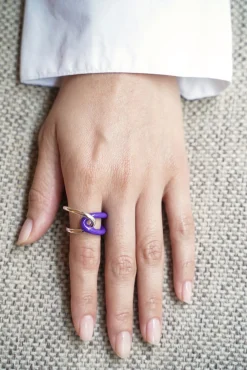 Philippe Audibert Ring Rick Enamel Argente-Violet Discount