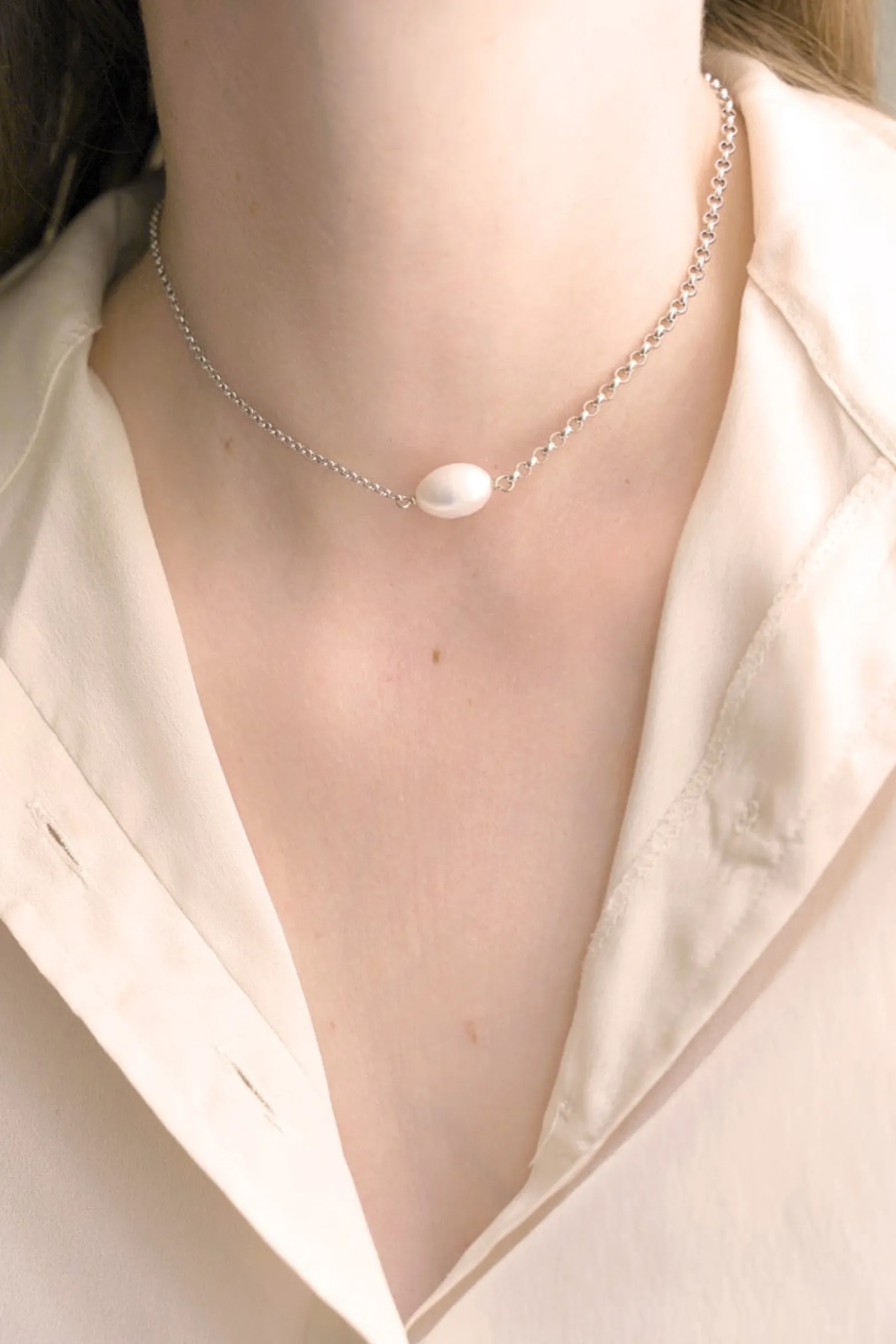 Philippe Audibert Short Necklace Nava Pearl Argente Best Sale